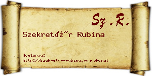 Szekretár Rubina névjegykártya